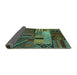 Sideview of Patchwork Turquoise Transitional Rug, con437turq