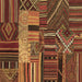 Square Machine Washable Patchwork Brown Transitional Rug, wshcon437brn