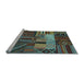 Sideview of Machine Washable Patchwork Light Blue Transitional Rug, wshcon437lblu