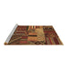 Sideview of Machine Washable Patchwork Brown Transitional Rug, wshcon437brn