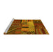Sideview of Machine Washable Patchwork Yellow Transitional Rug, wshcon437yw