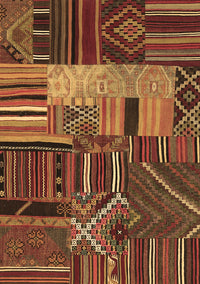 Patchwork Brown Transitional Rug, con437brn