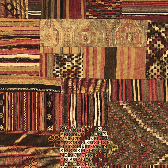 Patchwork Brown Transitional Rug, con437brn
