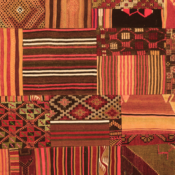 Patchwork Orange Transitional Rug, con438org