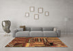 Machine Washable Patchwork Brown Transitional Rug in a Living Room,, wshcon438brn