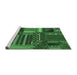 Sideview of Machine Washable Patchwork Emerald Green Transitional Area Rugs, wshcon438emgrn