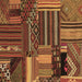 Square Patchwork Brown Transitional Rug, con438brn