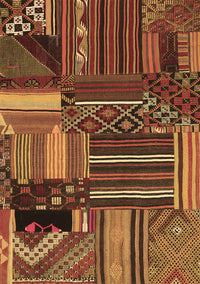 Patchwork Brown Transitional Rug, con438brn