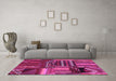 Machine Washable Patchwork Pink Transitional Rug in a Living Room, wshcon438pnk