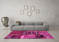 Machine Washable Patchwork Pink Transitional Rug, wshcon438pnk