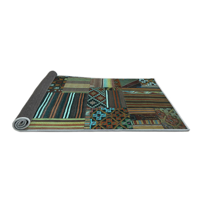 Sideview of Patchwork Light Blue Transitional Rug, con438lblu