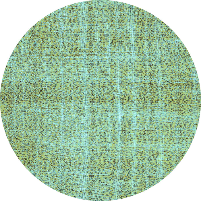 Round Abstract Light Blue Contemporary Rug, con439lblu