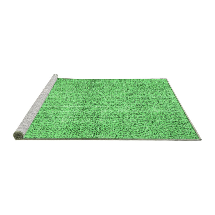 Sideview of Machine Washable Abstract Emerald Green Contemporary Area Rugs, wshcon439emgrn