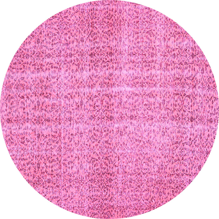 Round Abstract Pink Contemporary Rug, con439pnk