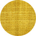 Round Abstract Yellow Contemporary Rug, con439yw