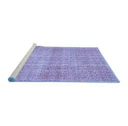 Sideview of Machine Washable Abstract Blue Contemporary Rug, wshcon439blu