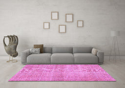 Machine Washable Abstract Purple Contemporary Area Rugs in a Living Room, wshcon439pur