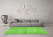 Machine Washable Abstract Green Contemporary Area Rugs in a Living Room,, wshcon439grn