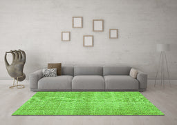 Machine Washable Abstract Green Contemporary Area Rugs in a Living Room,, wshcon439grn