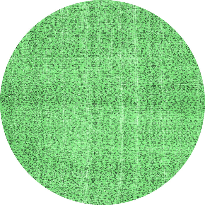 Round Abstract Emerald Green Contemporary Rug, con439emgrn