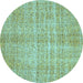 Round Machine Washable Abstract Light Blue Contemporary Rug, wshcon439lblu