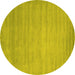 Round Abstract Yellow Contemporary Rug, con43yw