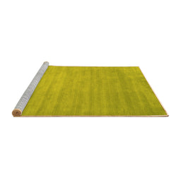 Sideview of Machine Washable Abstract Yellow Contemporary Rug, wshcon43yw