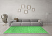 Machine Washable Abstract Emerald Green Contemporary Area Rugs in a Living Room,, wshcon43emgrn