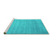 Sideview of Machine Washable Abstract Turquoise Contemporary Area Rugs, wshcon43turq