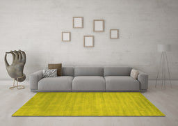 Machine Washable Abstract Yellow Contemporary Rug in a Living Room, wshcon43yw