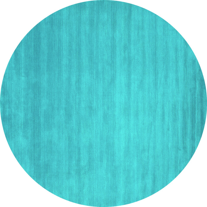 Round Abstract Turquoise Contemporary Rug, con43turq
