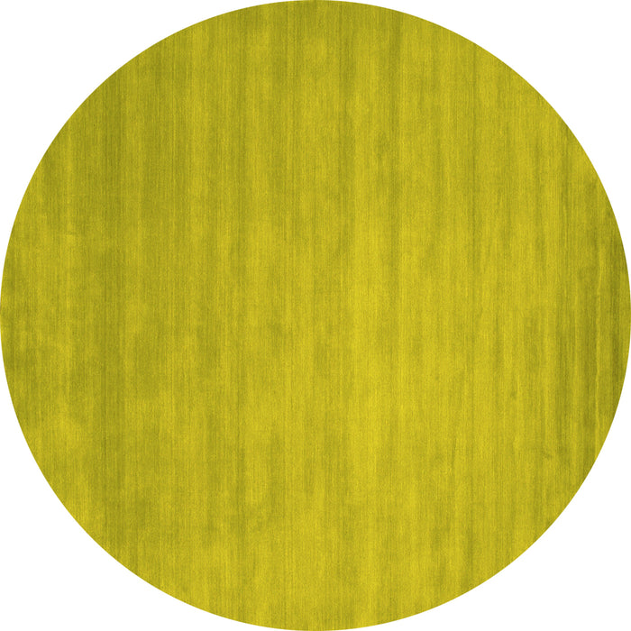 Round Machine Washable Abstract Yellow Contemporary Rug, wshcon43yw
