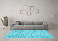 Machine Washable Abstract Light Blue Contemporary Rug, wshcon440lblu