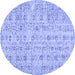 Round Abstract Blue Contemporary Rug, con440blu