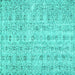 Square Machine Washable Abstract Turquoise Contemporary Area Rugs, wshcon440turq