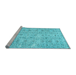 Sideview of Machine Washable Abstract Light Blue Contemporary Rug, wshcon440lblu