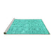 Sideview of Machine Washable Abstract Turquoise Contemporary Area Rugs, wshcon440turq