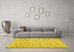 Machine Washable Abstract Yellow Contemporary Rug in a Living Room, wshcon440yw