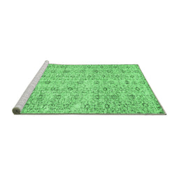 Sideview of Machine Washable Abstract Emerald Green Contemporary Area Rugs, wshcon440emgrn