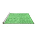 Sideview of Machine Washable Abstract Emerald Green Contemporary Area Rugs, wshcon440emgrn