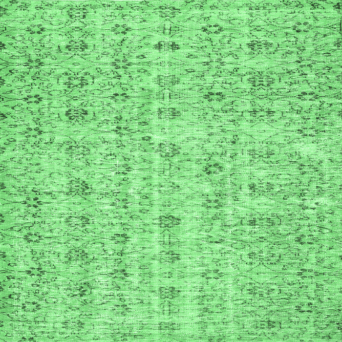 Square Machine Washable Abstract Emerald Green Contemporary Area Rugs, wshcon440emgrn