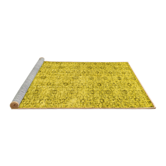 Sideview of Machine Washable Abstract Yellow Contemporary Rug, wshcon440yw