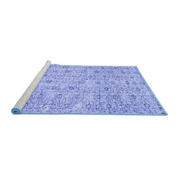 Sideview of Machine Washable Abstract Blue Contemporary Rug, wshcon440blu