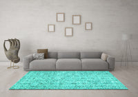 Machine Washable Abstract Turquoise Contemporary Rug, wshcon440turq