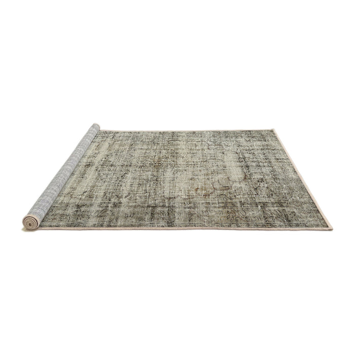 Serging Thickness of Machine Washable Contemporary Khaki Green Rug, wshcon441