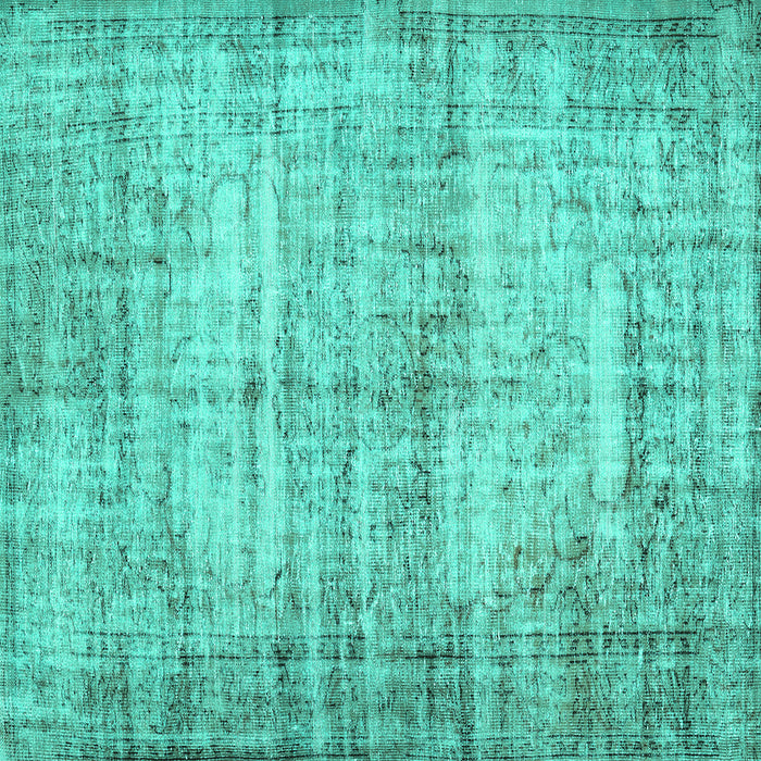 Square Abstract Turquoise Contemporary Rug, con441turq