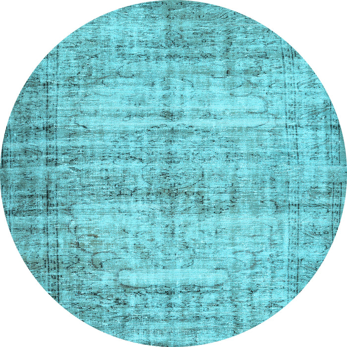 Round Abstract Light Blue Contemporary Rug, con441lblu