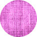 Round Machine Washable Abstract Pink Contemporary Rug, wshcon441pnk