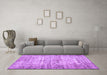 Machine Washable Abstract Purple Contemporary Area Rugs in a Living Room, wshcon441pur