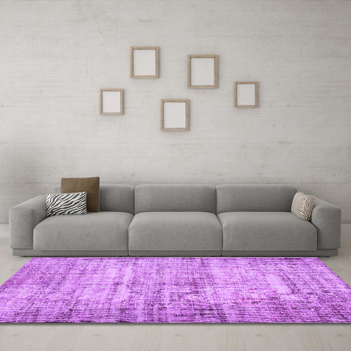 Machine Washable Abstract Purple Contemporary Area Rugs in a Living Room, wshcon441pur